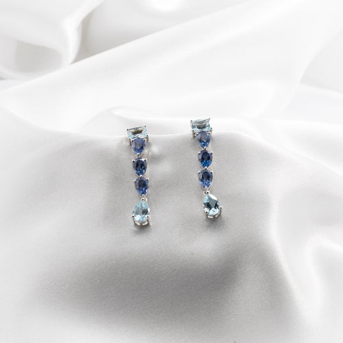 Blue Sapphire, Aquamarine Earrings