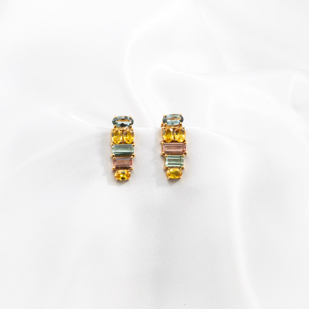 Yellow Sapphire, Tourmaline Earrings