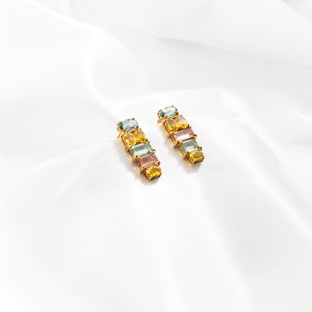 Yellow Sapphire, Tourmaline Earrings