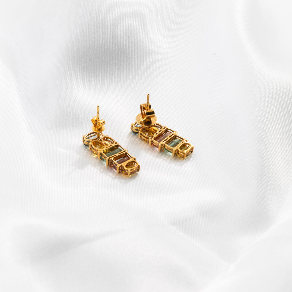 Yellow Sapphire, Tourmaline Earrings