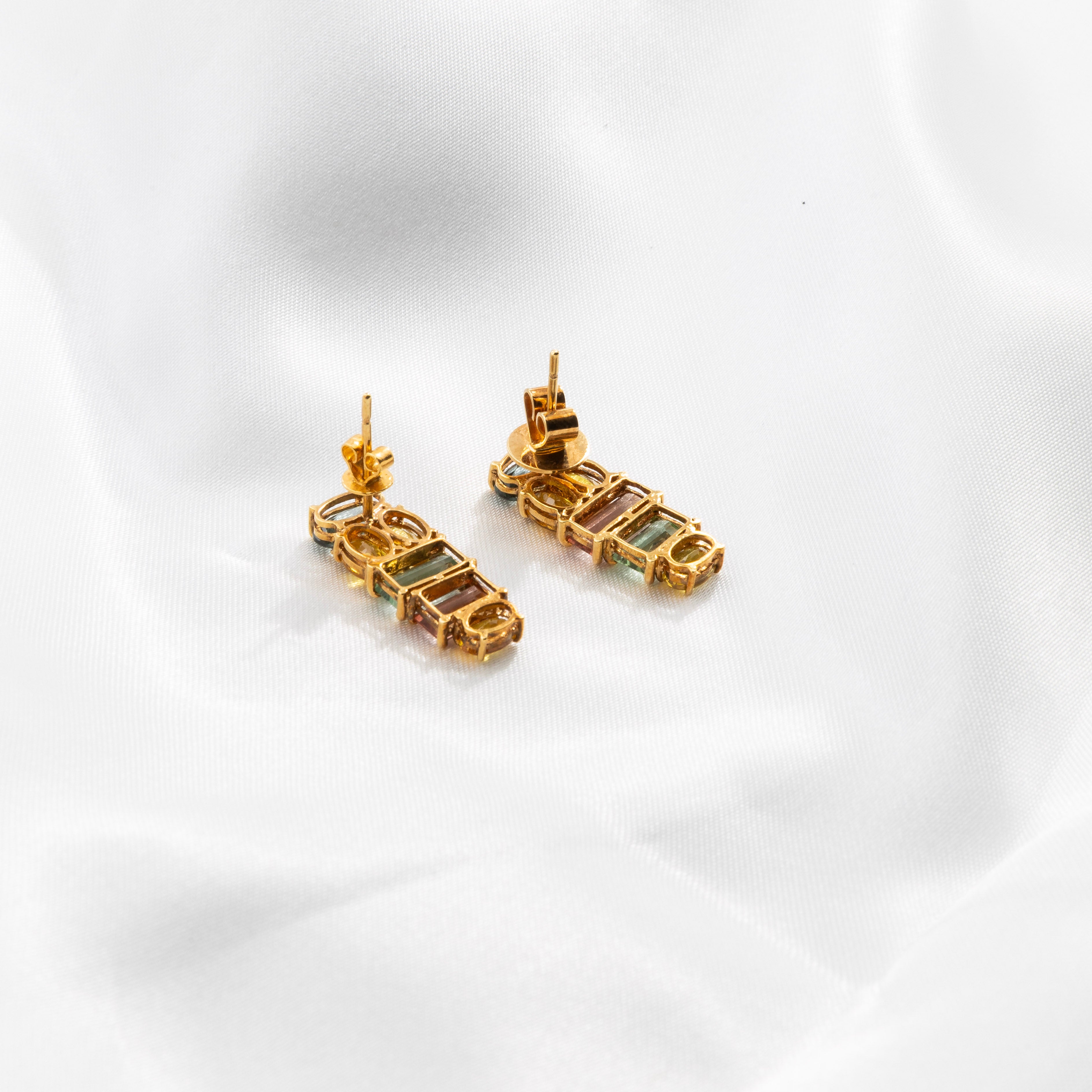 Yellow Sapphire, Tourmaline Earrings