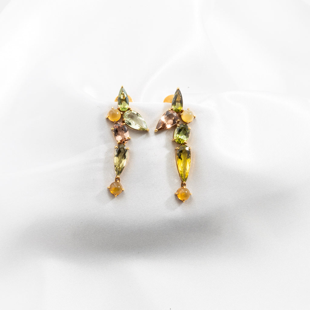 Tourmaline, Opal Earrings