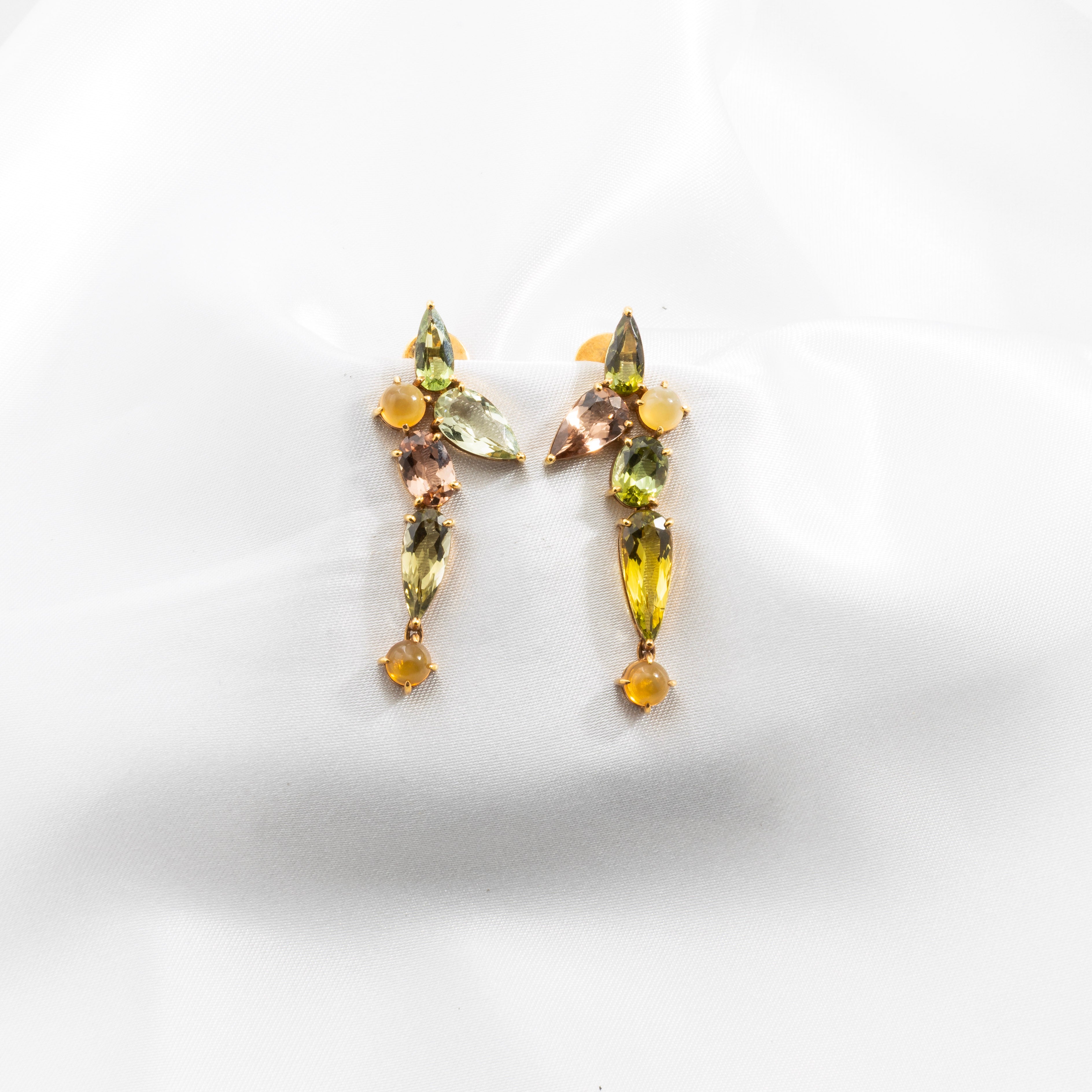 Tourmaline, Opal Earrings