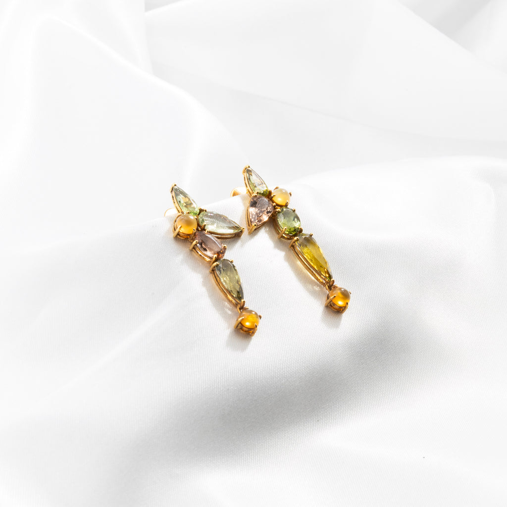Tourmaline, Opal Earrings