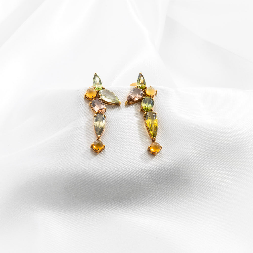 Tourmaline, Opal Earrings