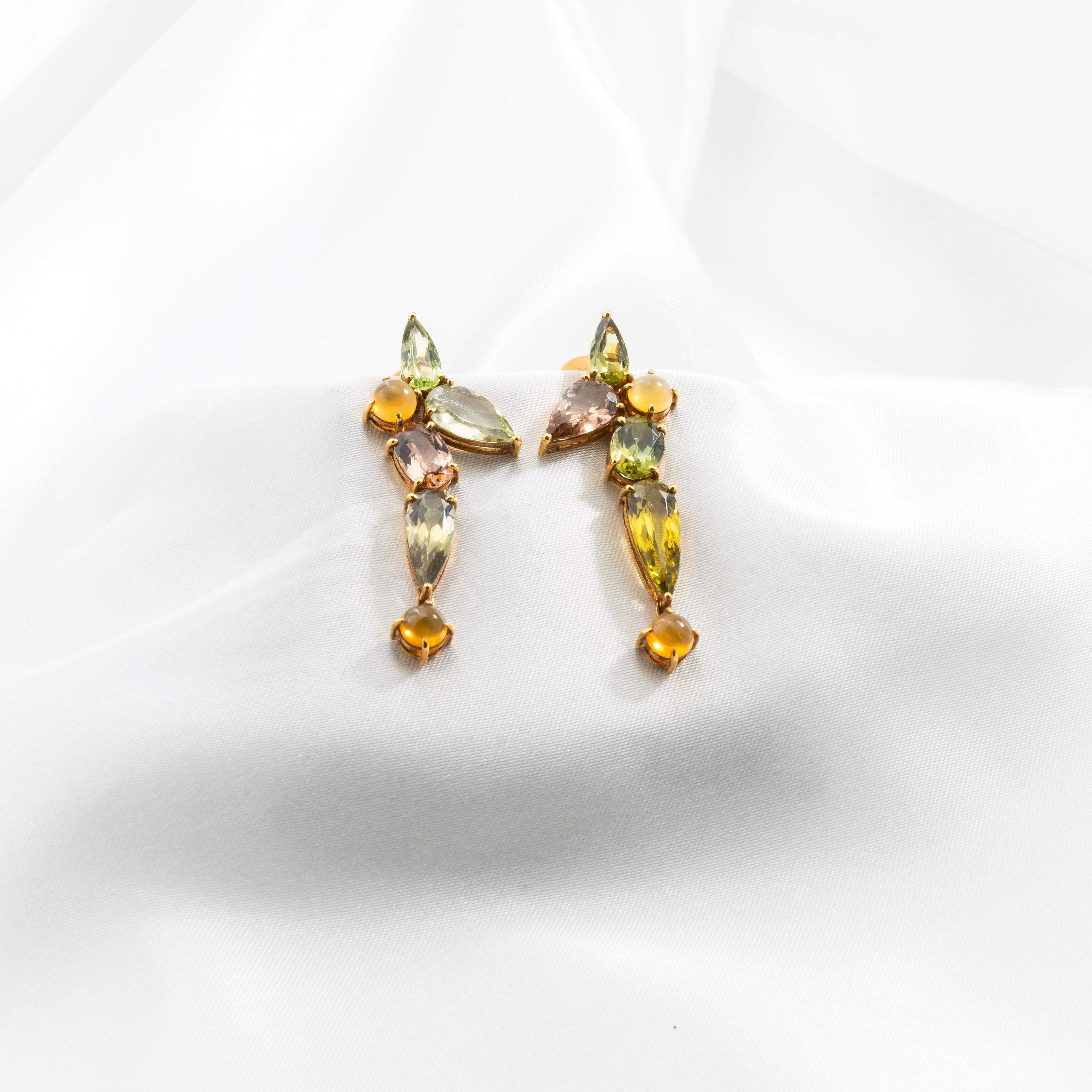 Tourmaline, Opal Earrings