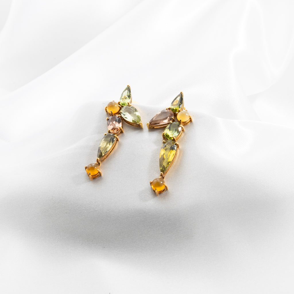 Tourmaline, Opal Earrings