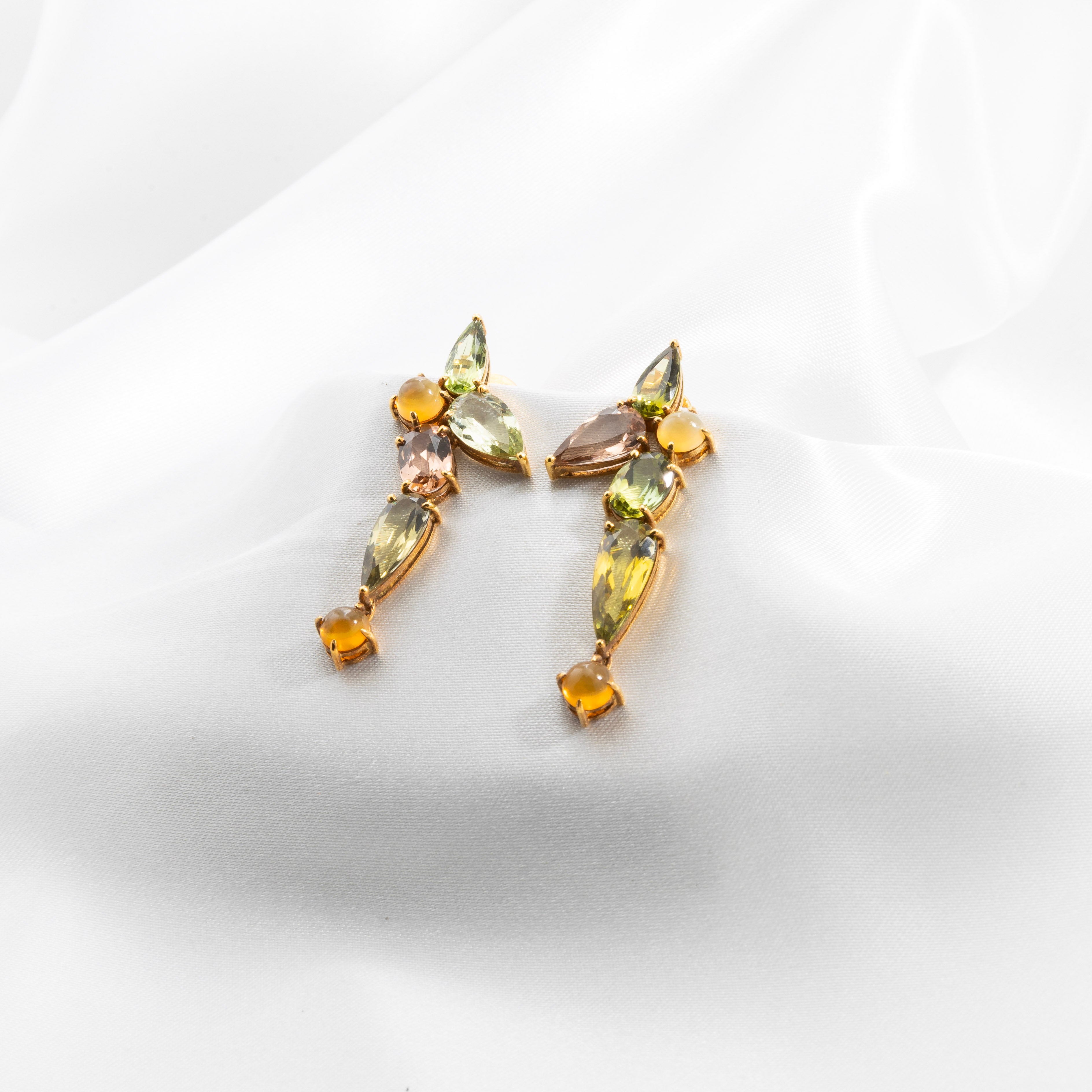 Tourmaline, Opal Earrings