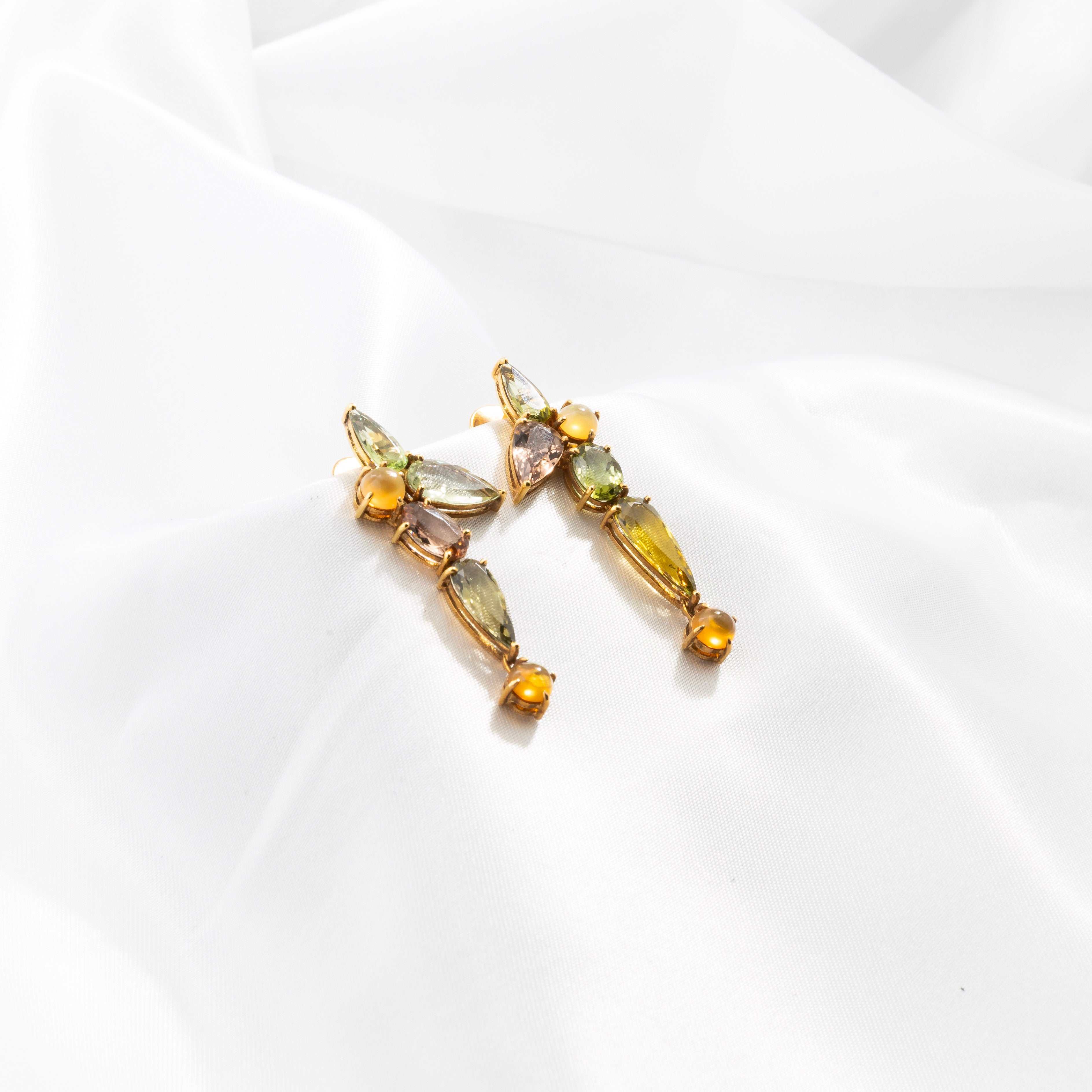Tourmaline, Opal Earrings