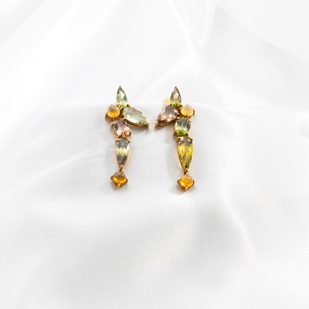 Tourmaline, Opal Earrings