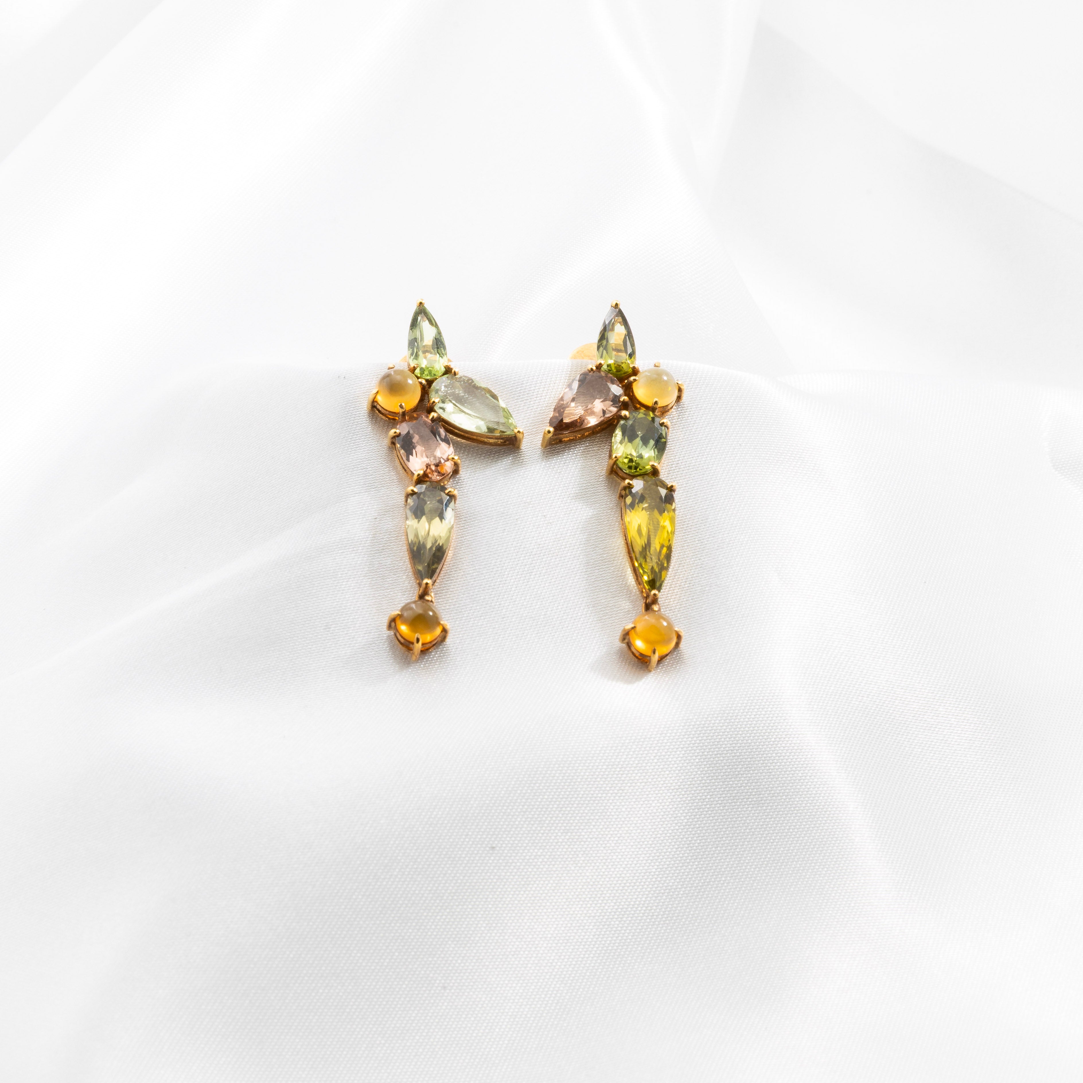 Tourmaline, Opal Earrings