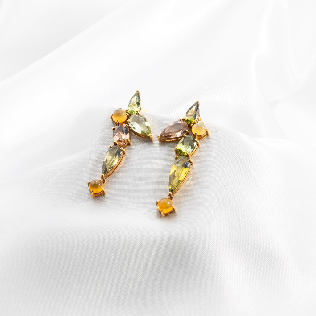 Tourmaline, Opal Earrings