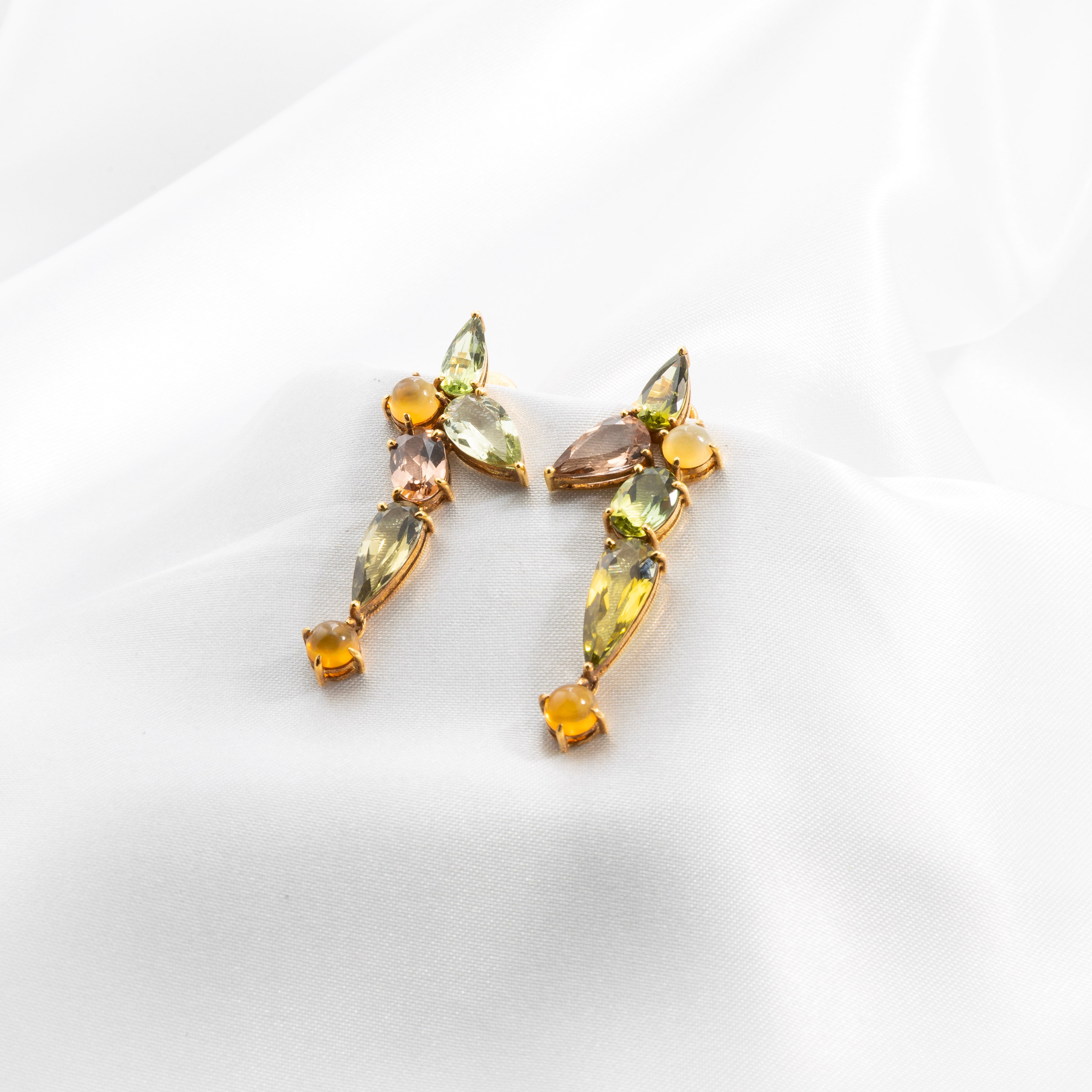Tourmaline, Opal Earrings