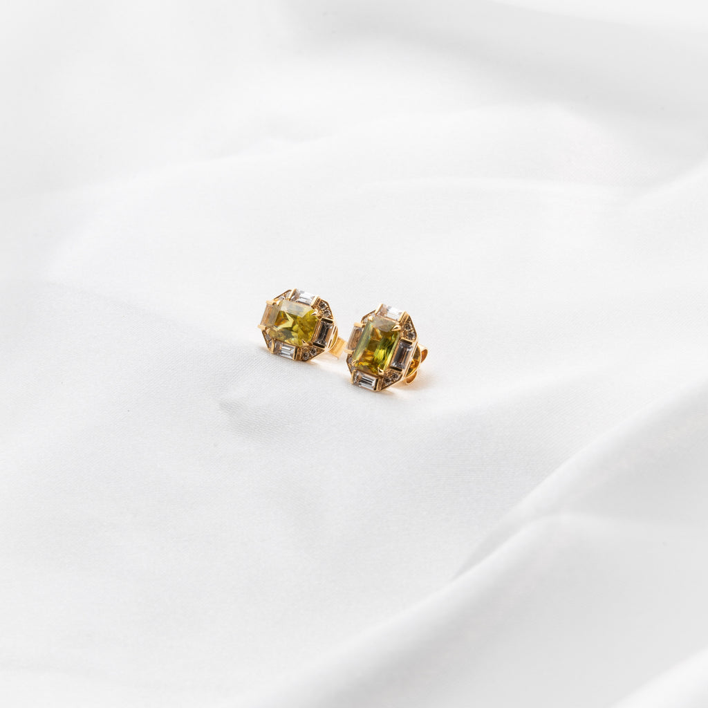 Sphene, Diamond Earrings