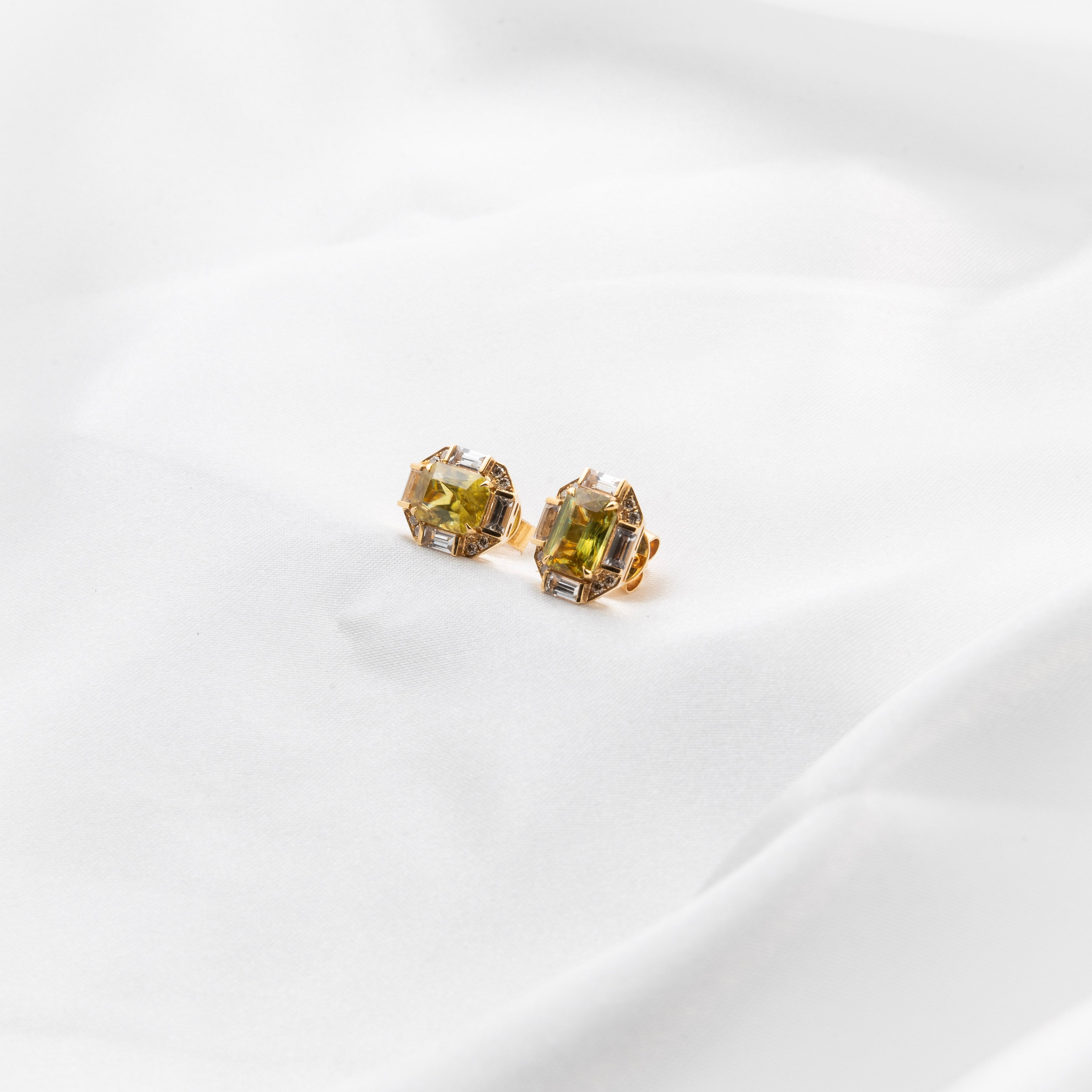 Sphene, Diamond Earrings