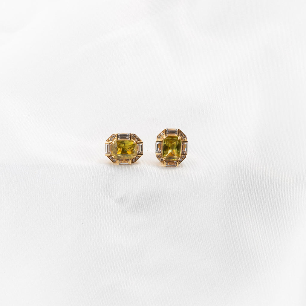 Sphene, Diamond Earrings