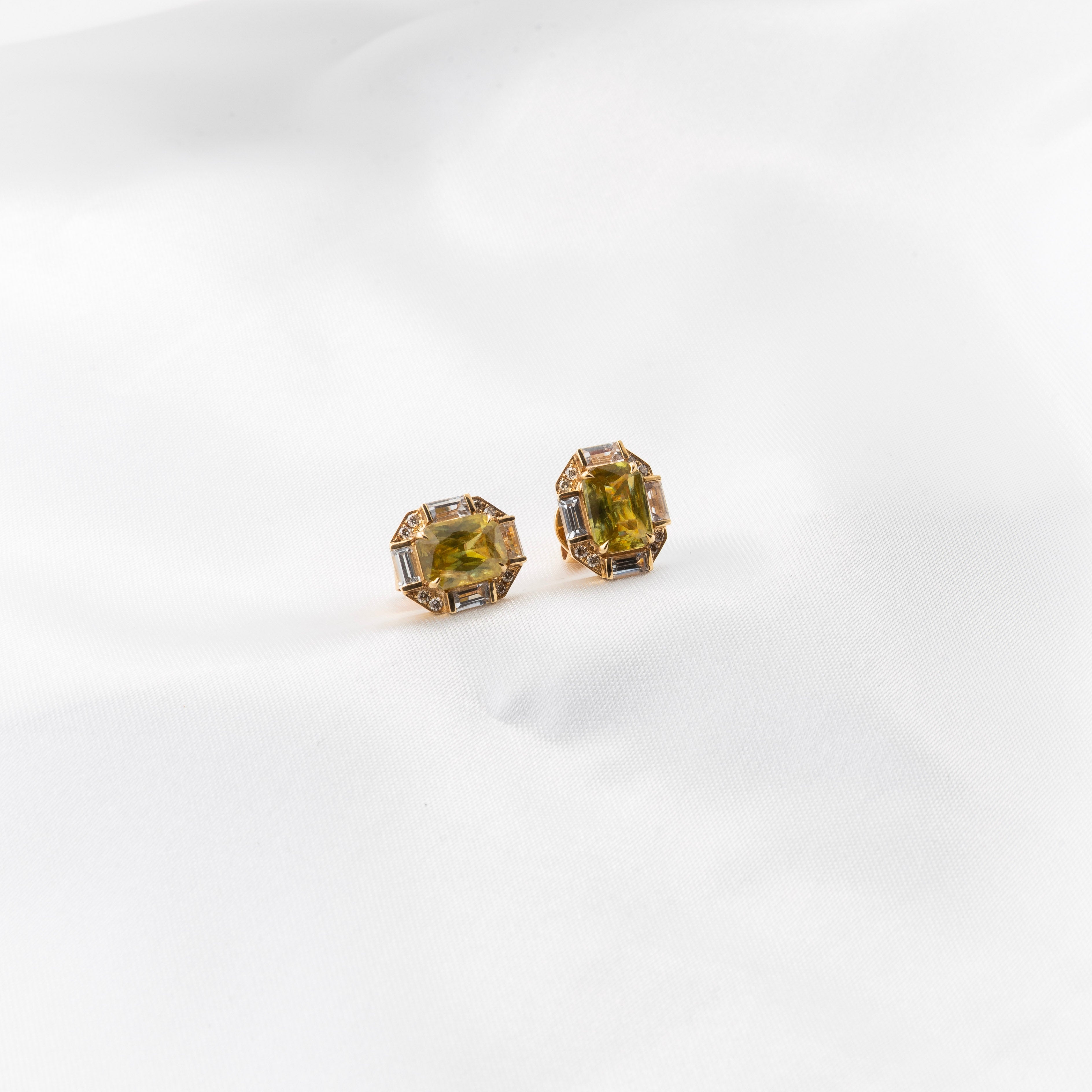 Sphene, Diamond Earrings