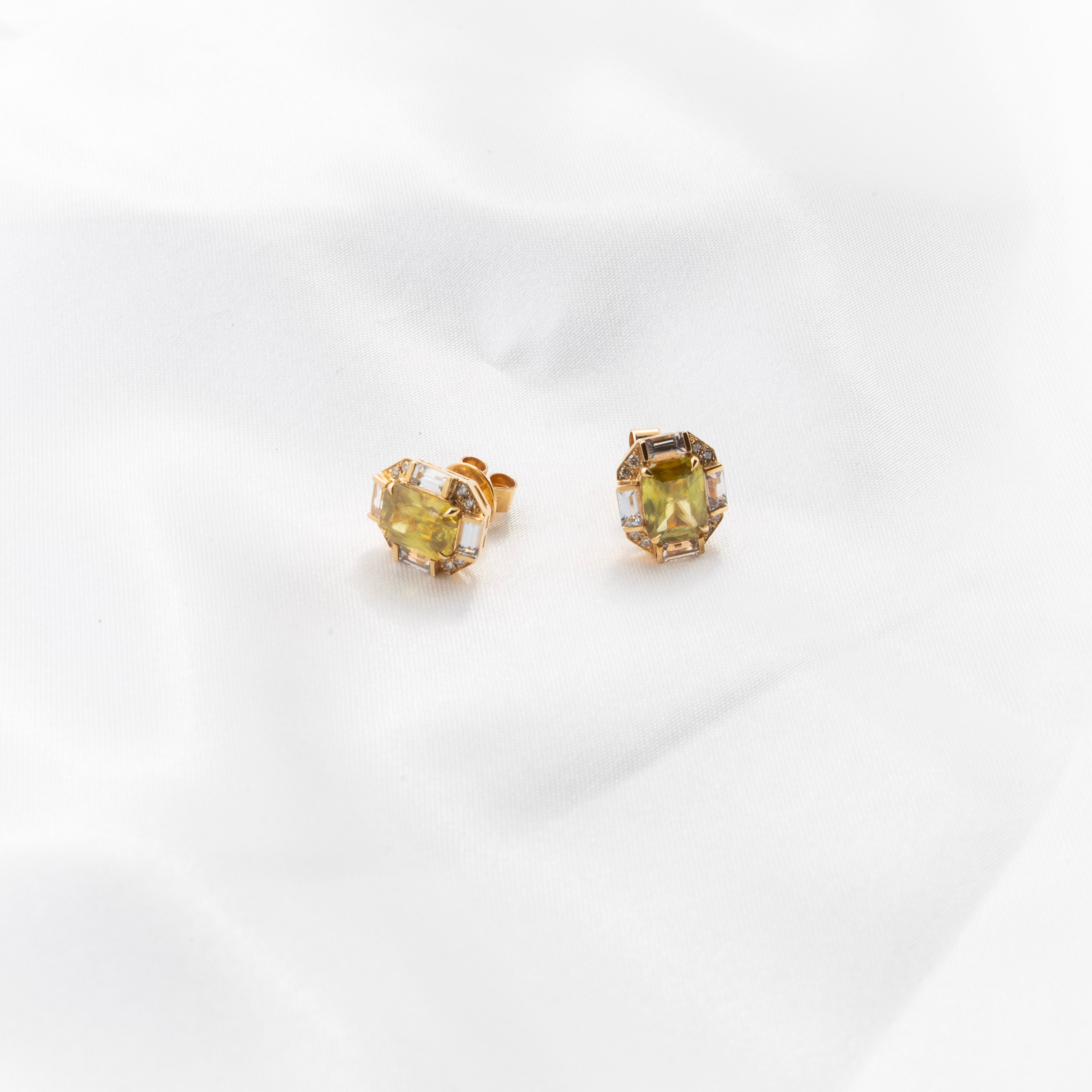 Sphene, Diamond Earrings