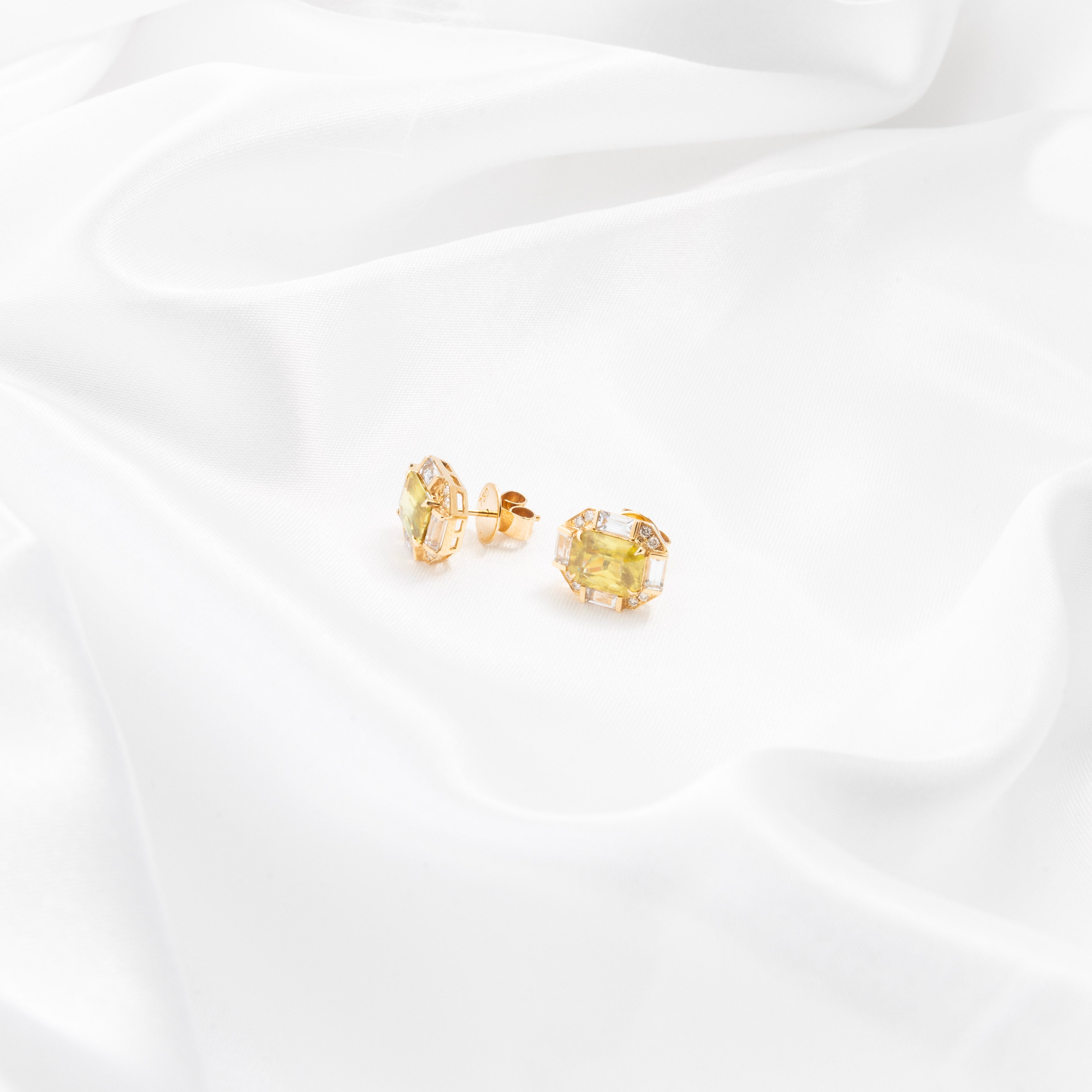 Sphene, Diamond Earrings