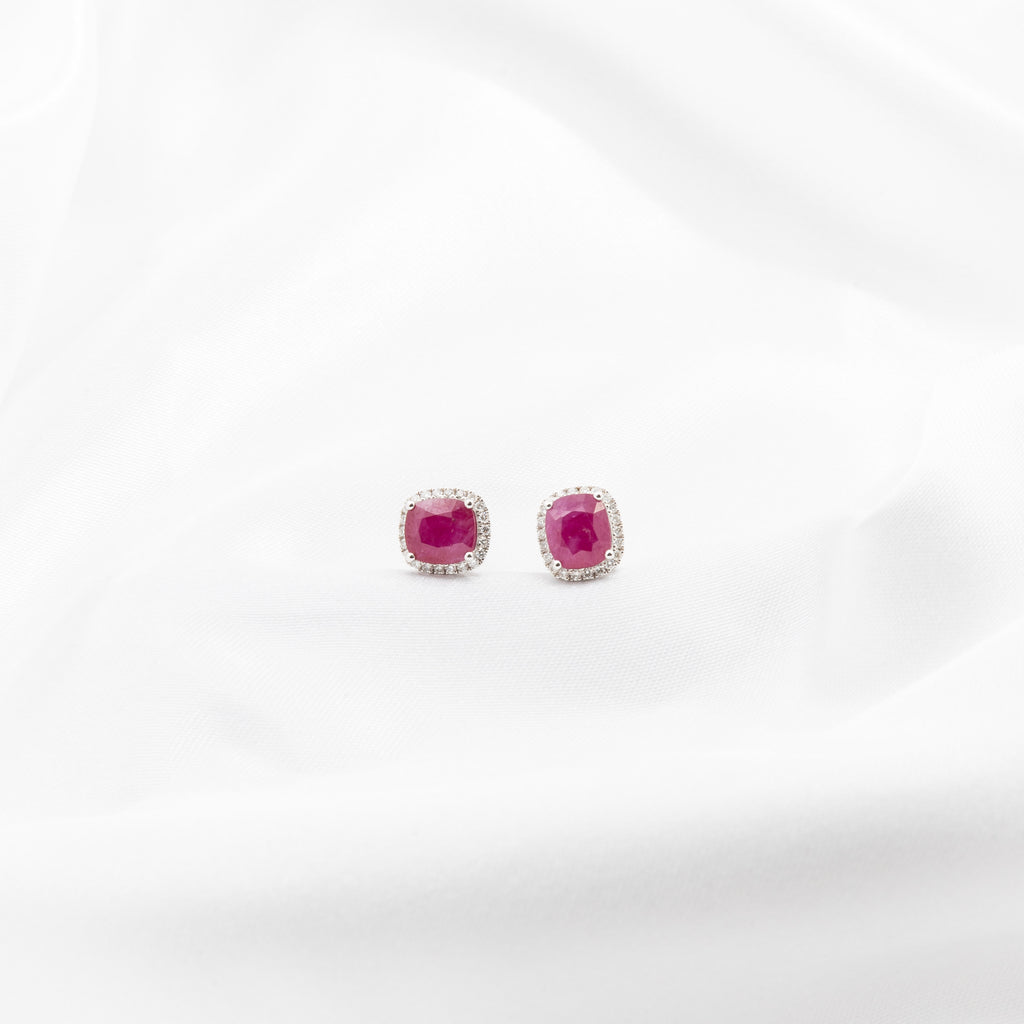Ruby, Diamond Earrings