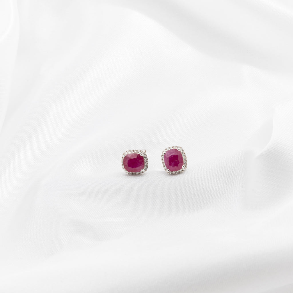 Ruby, Diamond Earrings