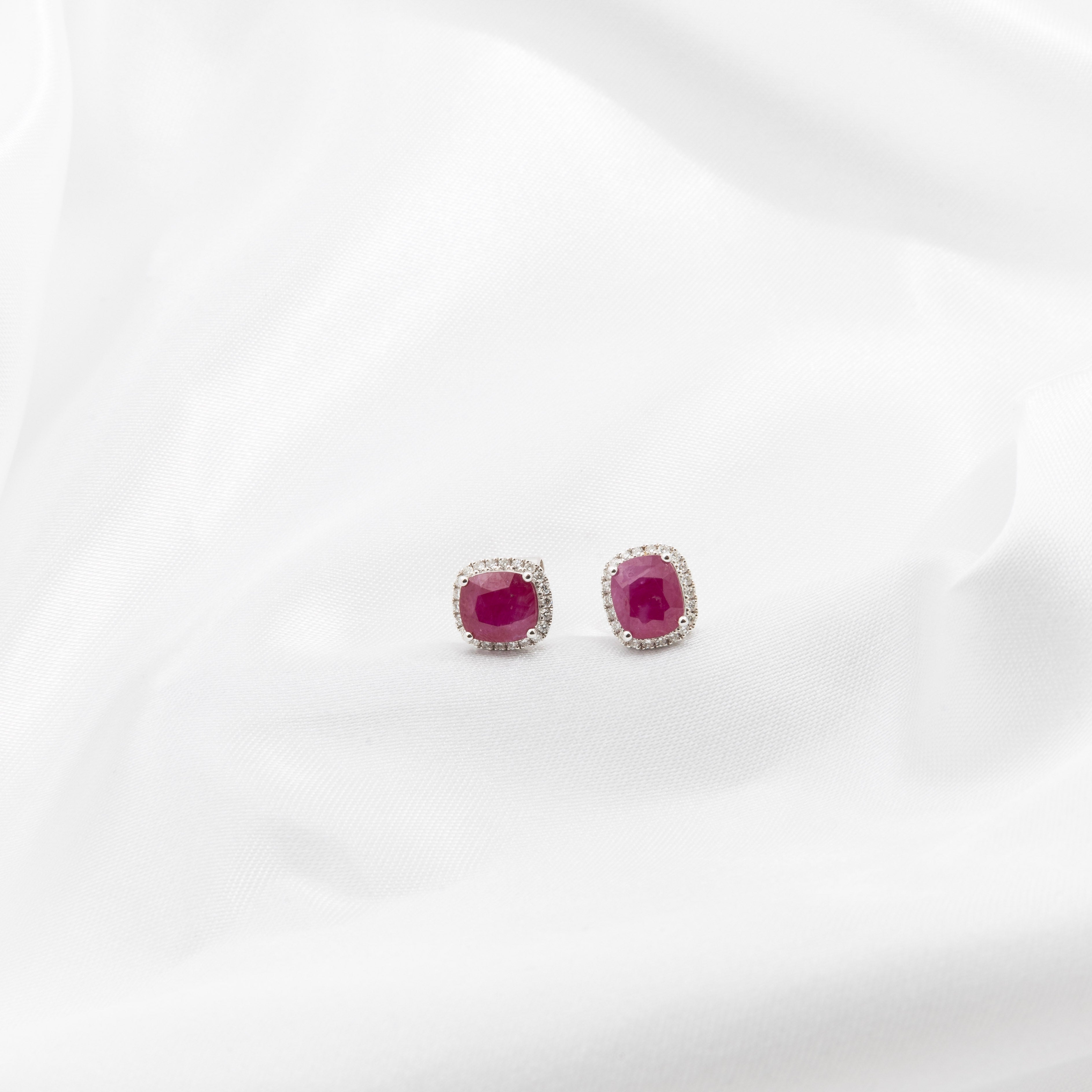 Ruby, Diamond Earrings