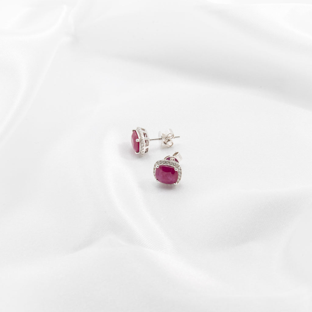 Ruby, Diamond Earrings