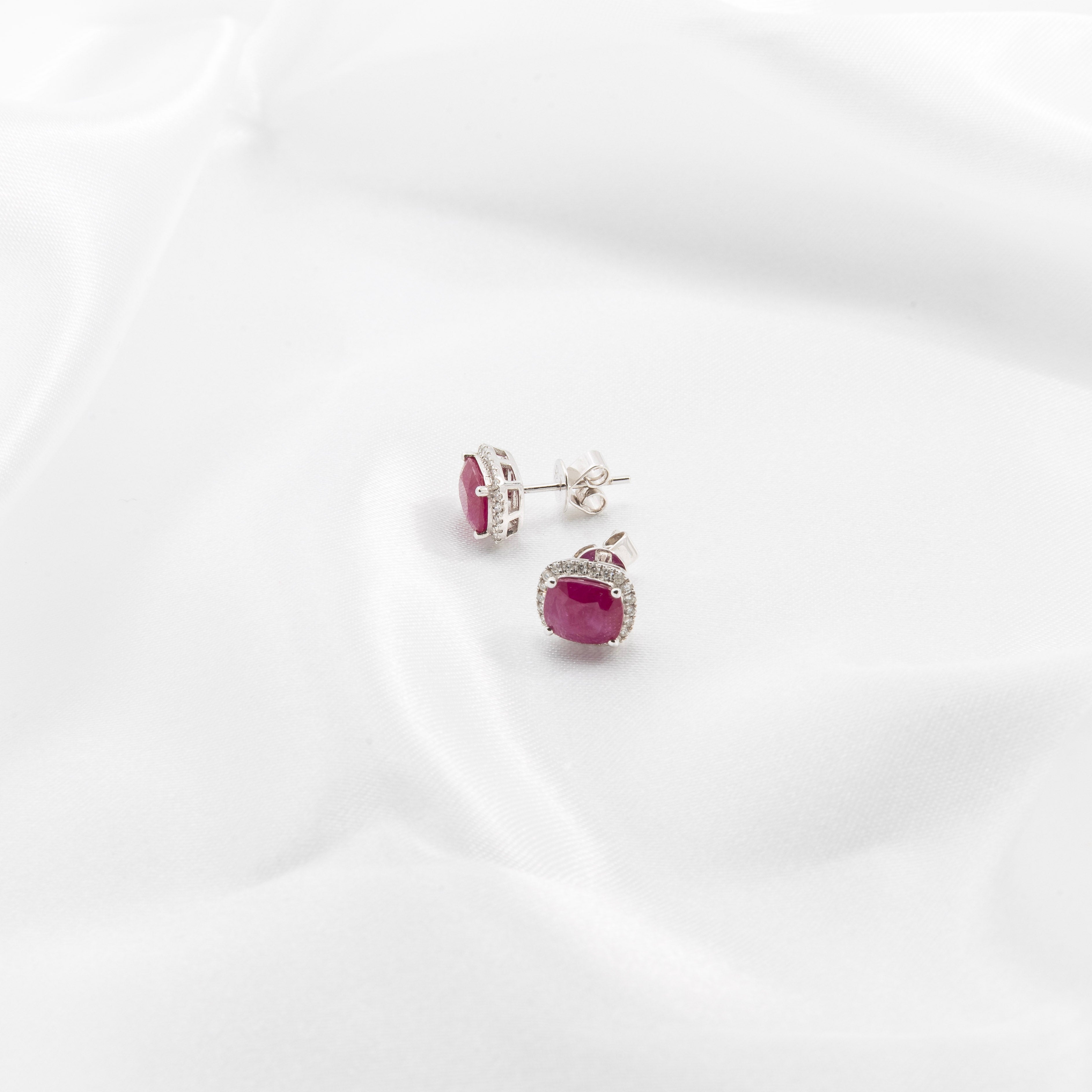 Ruby, Diamond Earrings