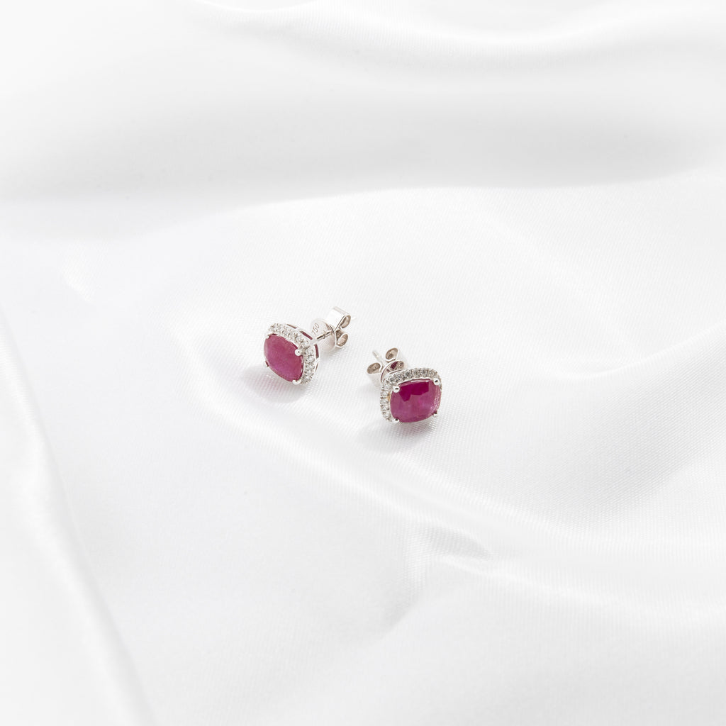 Ruby, Diamond Earrings