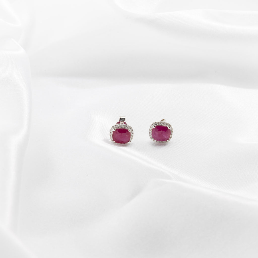 Ruby, Diamond Earrings