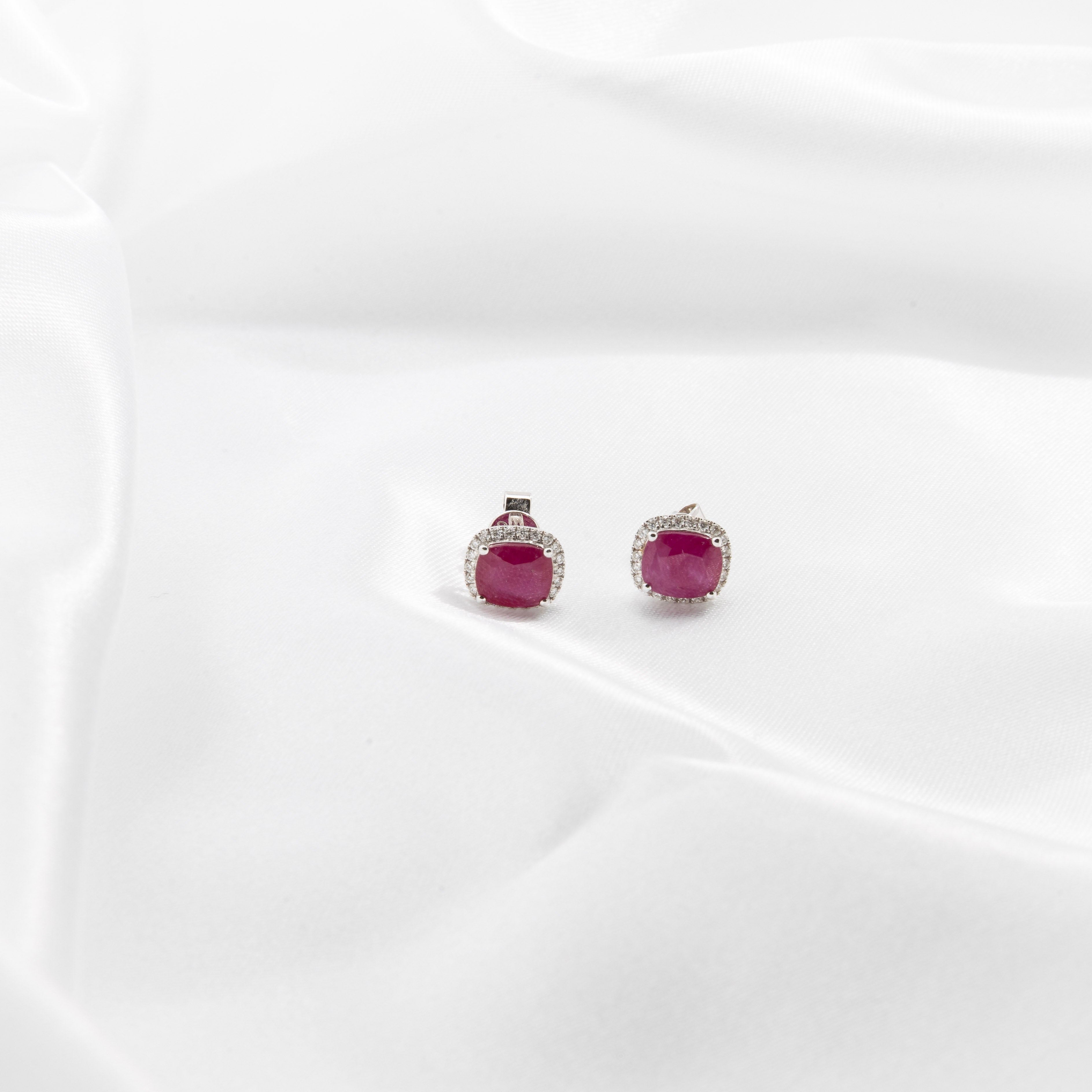 Ruby, Diamond Earrings