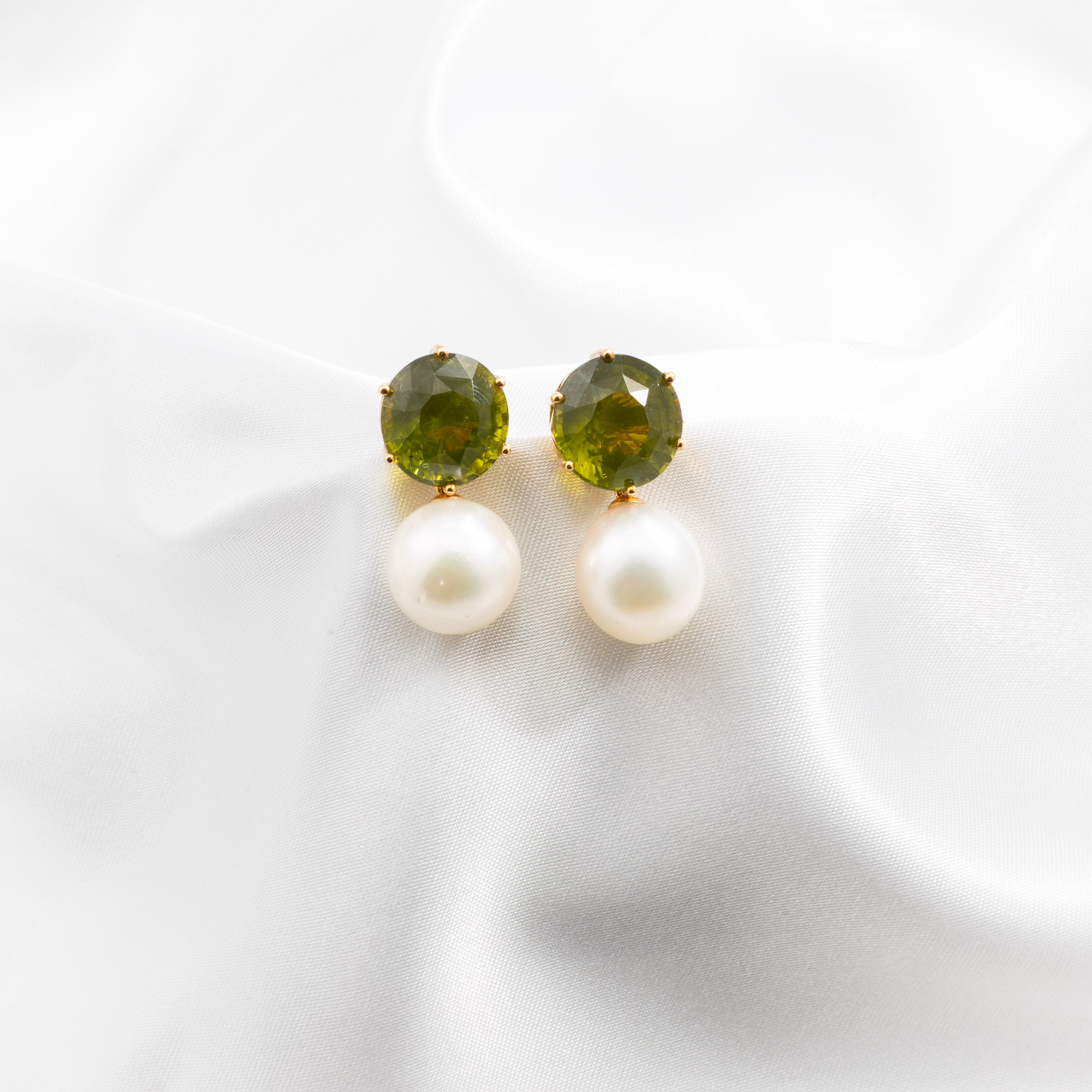 Paridot, Pearl Earrings