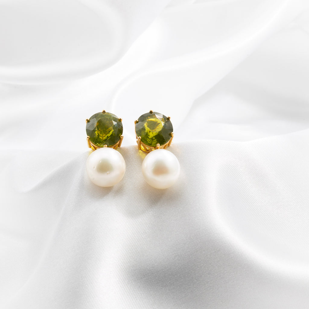 Paridot, Pearl Earrings