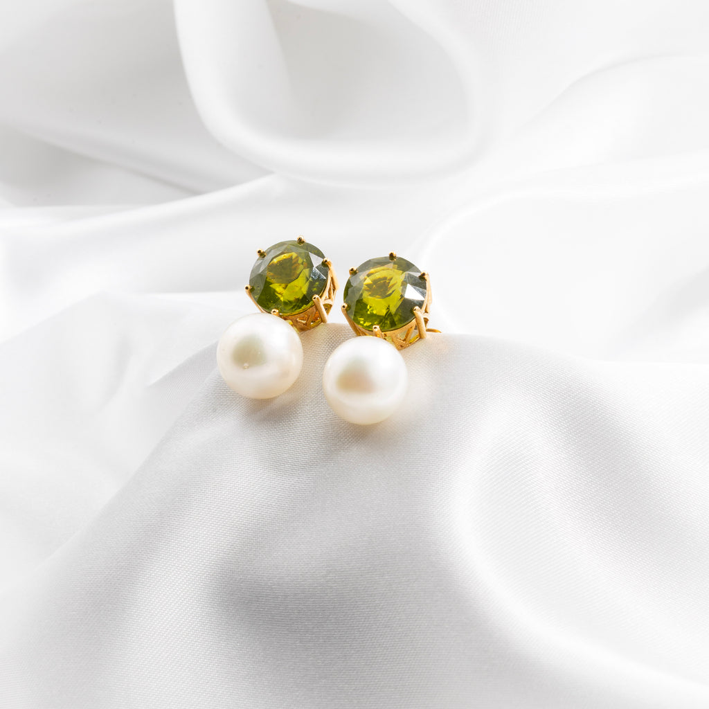 Paridot, Pearl Earrings