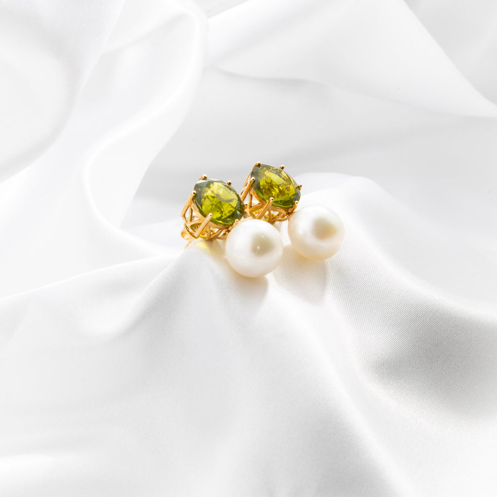 Paridot, Pearl Earrings