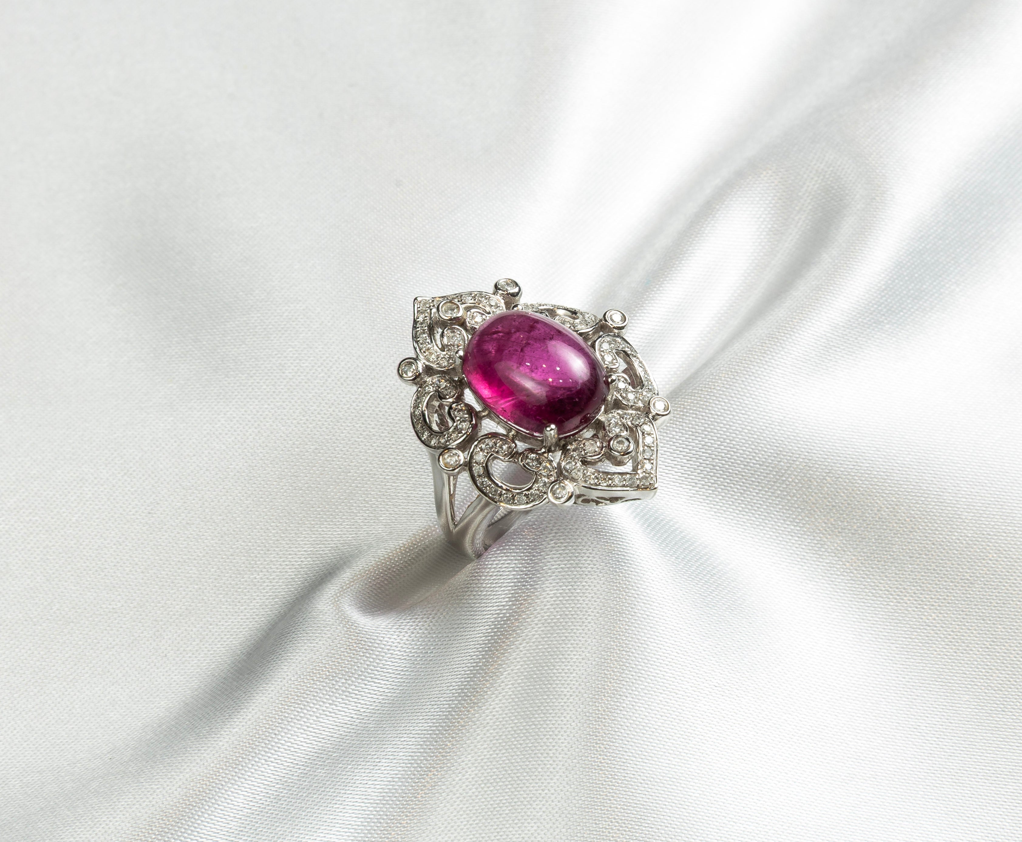Rubellite, Diamond Ring