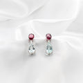 Rhodolite, Aquamarine, Diamond Earrings