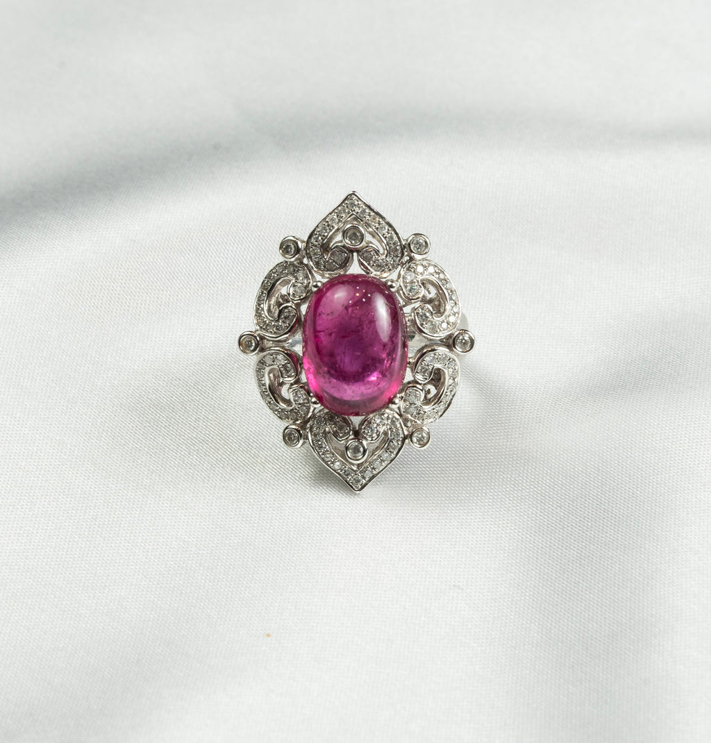 Rubellite, Diamond Ring