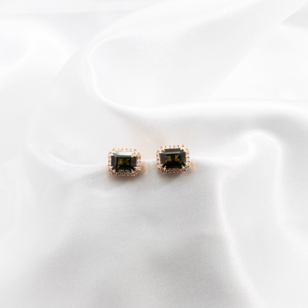 Tourmaline, Diamond Earrings