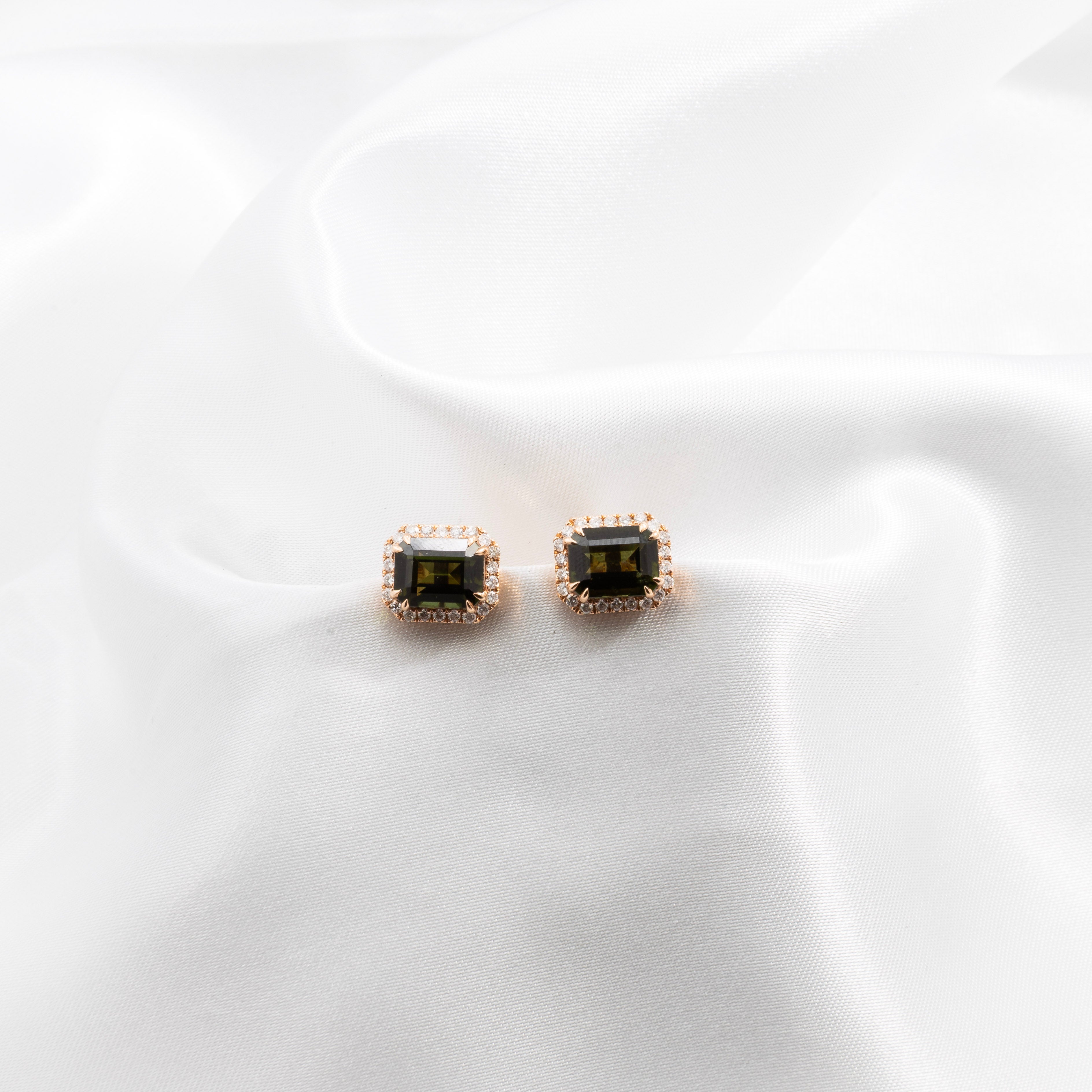 Tourmaline, Diamond Earrings