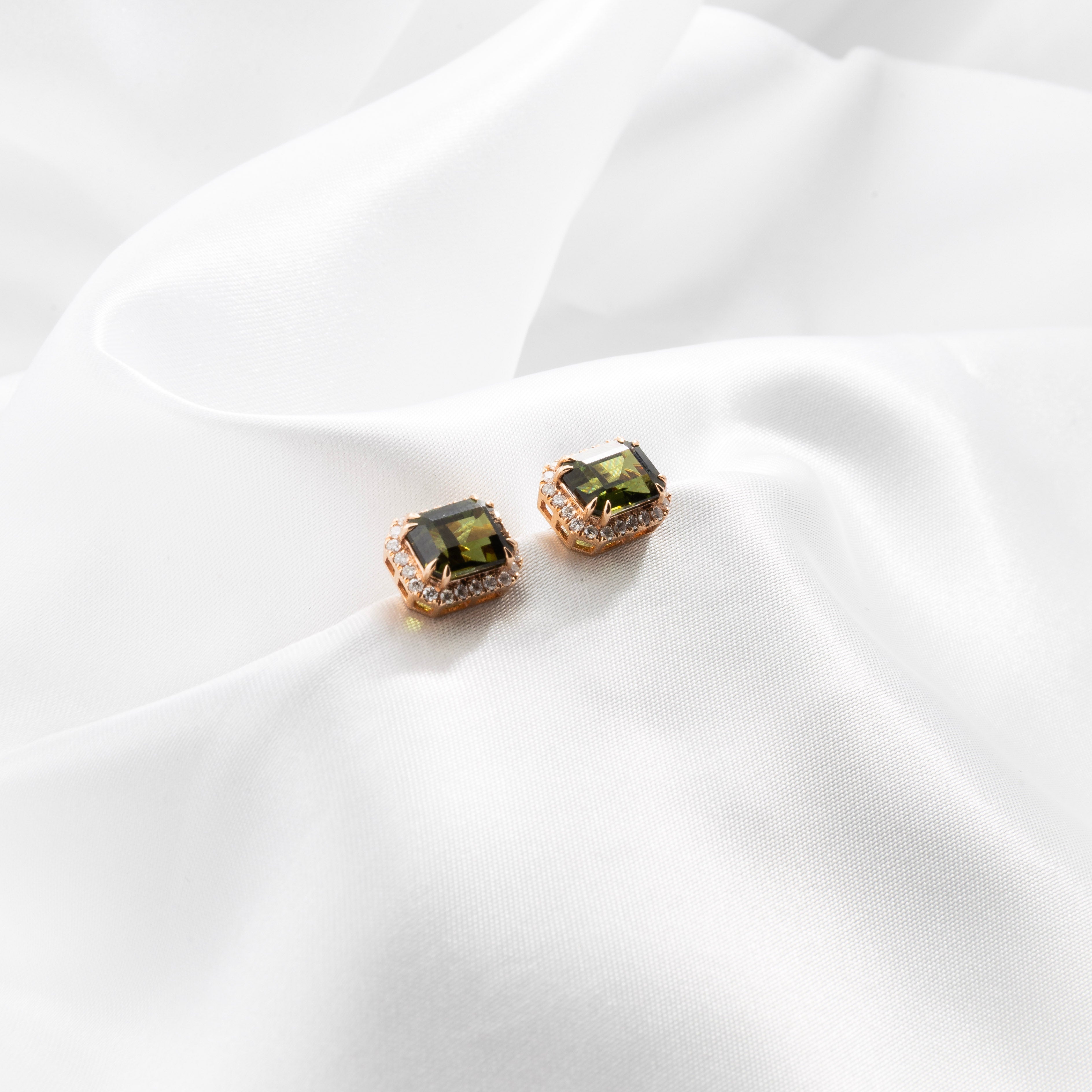 Tourmaline, Diamond Earrings