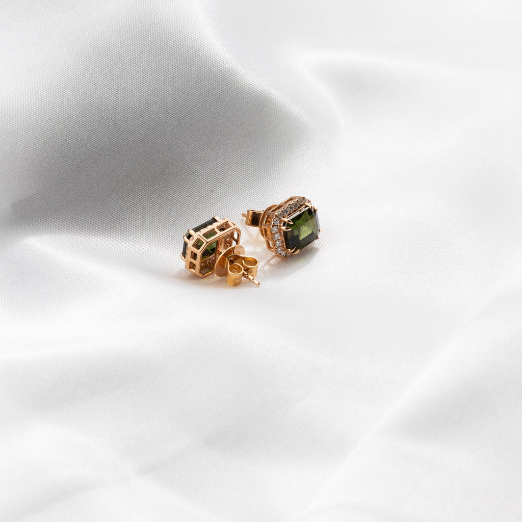 Tourmaline, Diamond Earrings