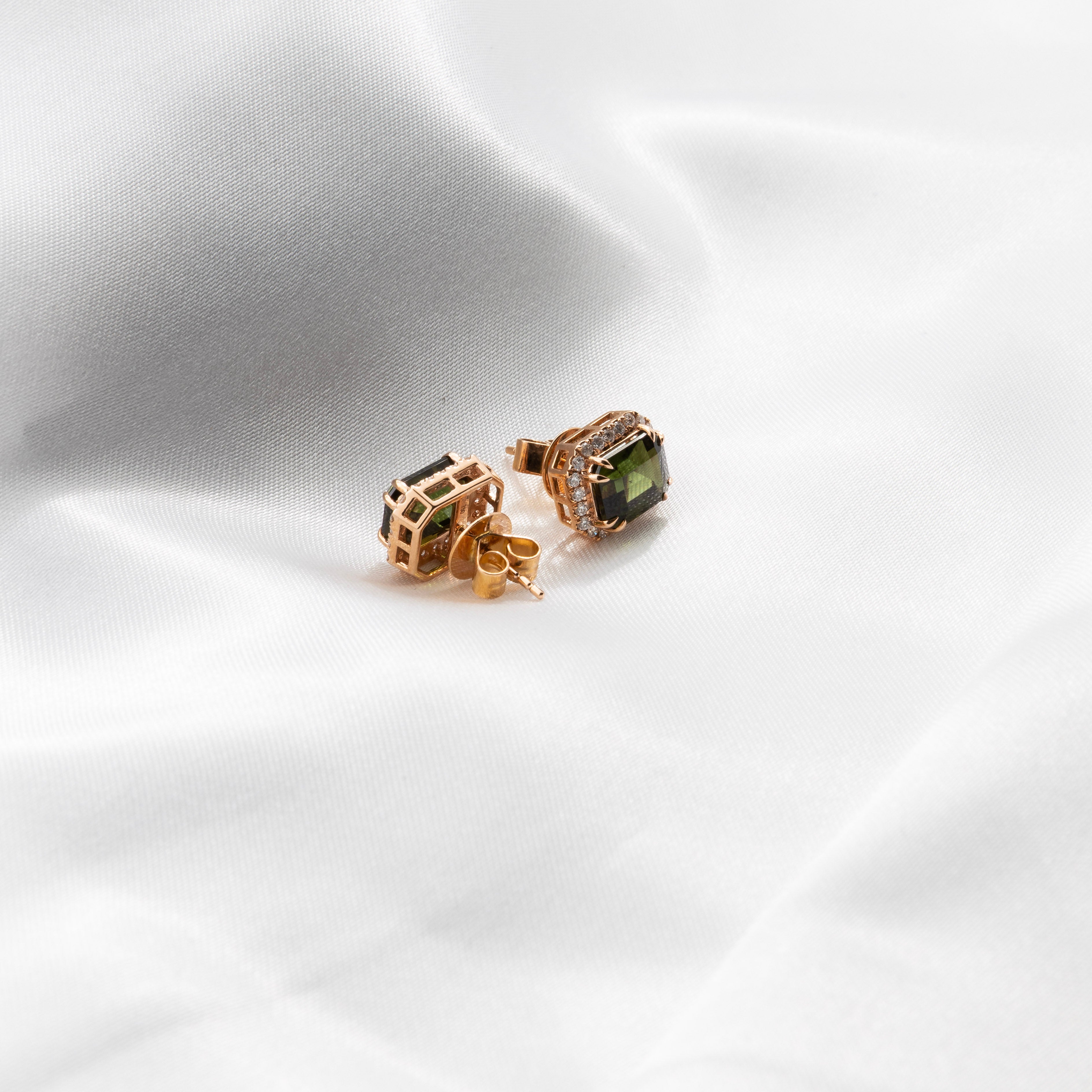 Tourmaline, Diamond Earrings