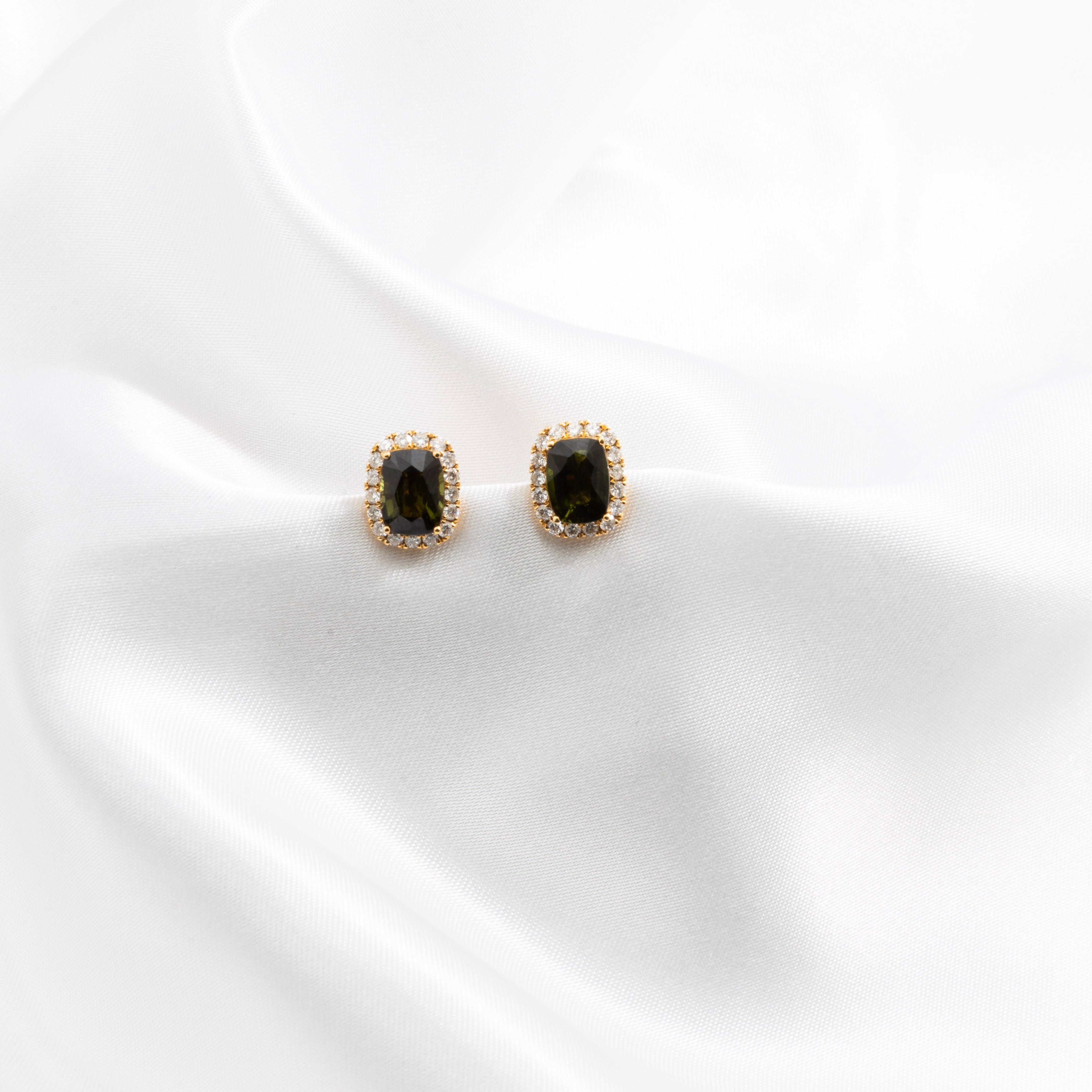 Tourmaline, Diamond Earrings