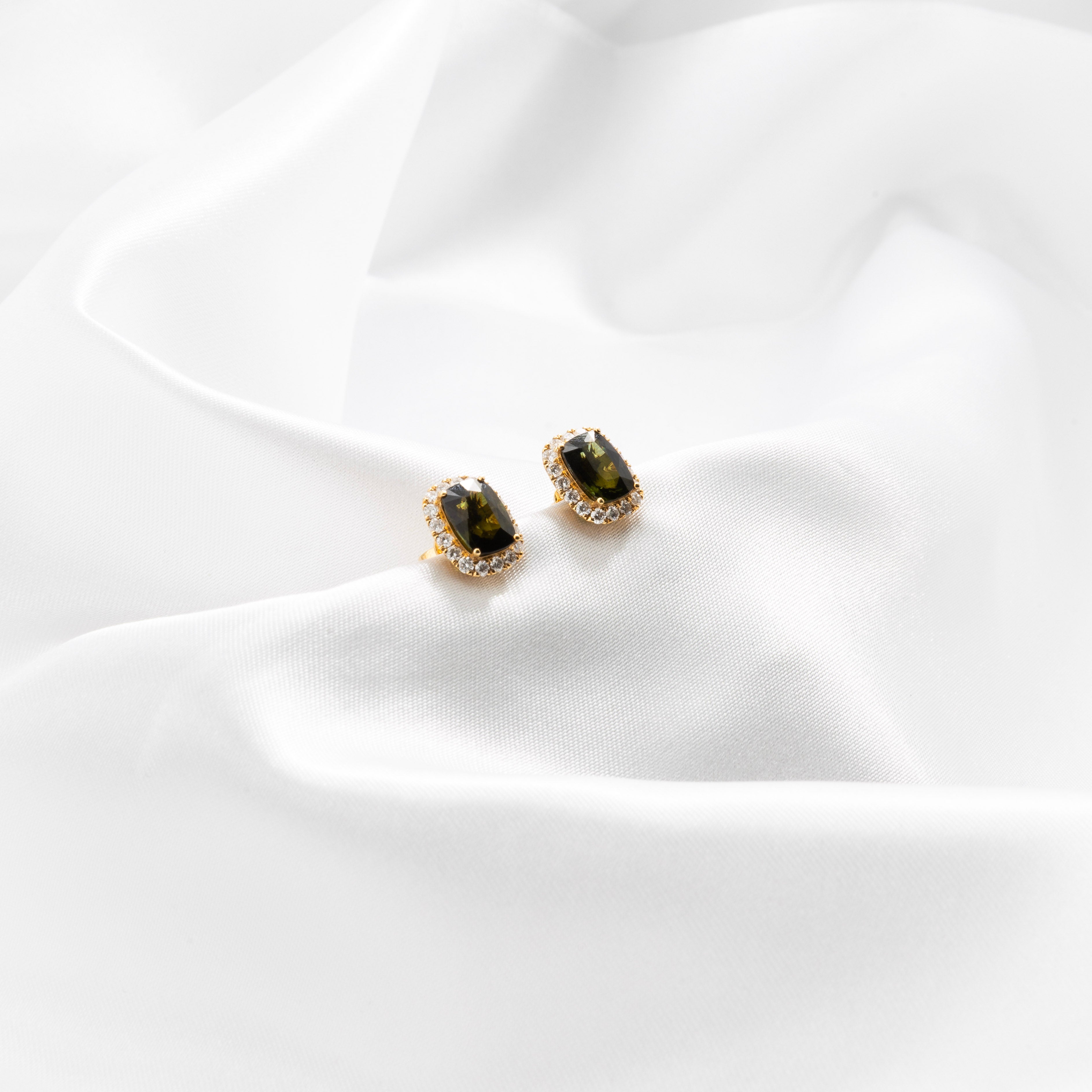 Tourmaline, Diamond Earrings