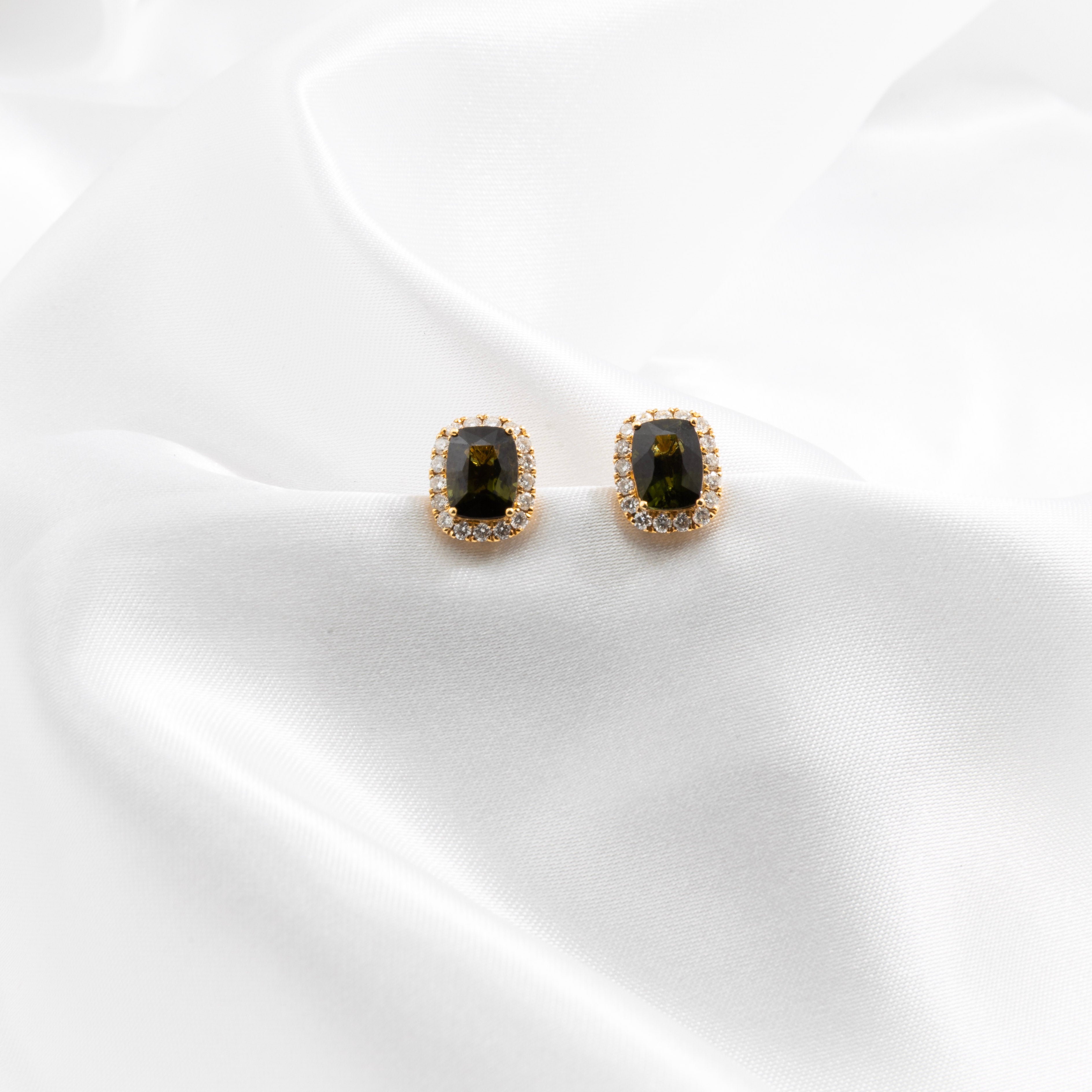 Tourmaline, Diamond Earrings